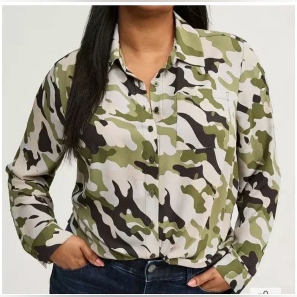 Torrid Camo Georgette‎ Relaxed Shirt